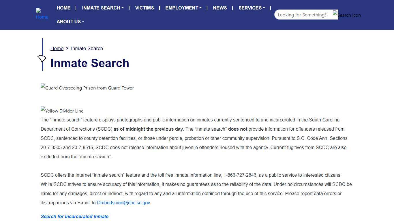 Inmate Search South Carolina Department of Corrections